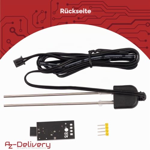 AZDelivery Soil Moisture Sensor, Moisture Detector and Plant Moisture Meter with Corrosion Resistant Probe for Automatic Watering System Compatible with Arduino and Raspbery Pi 1