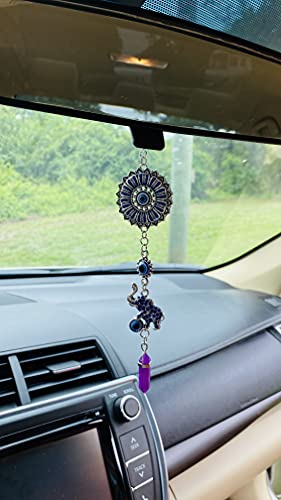 LUCKBOOSTIUM Elephant with Amethyst Crystal and Mandala Hanging Pendant