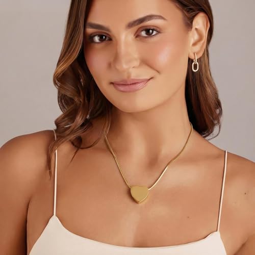 Cremation Jewelry for Ashes - Heart Urn Necklace Ashes for Women Men Cremation Locket Jewelry with Keepsake Urn Memorial Ash Gold