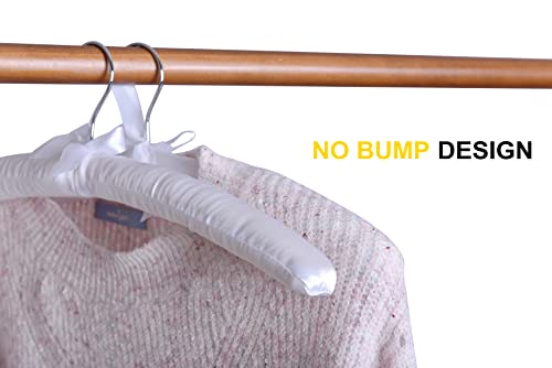 Amber Home 10 Pack Large White Satin Padded Hangers for Women Clothing 17"