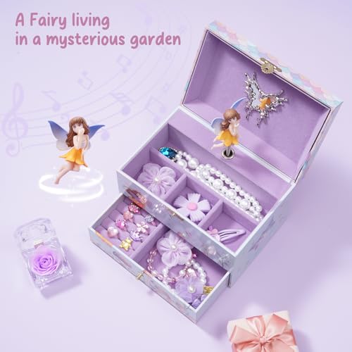 ProCase Children's Jewelry Box, Kids Jewelry Organizer with Unicorn for Little Girls, Jewelry Case Gift for Toddler Age 2 3 4 5 6 7 8 -Waltz Waltz