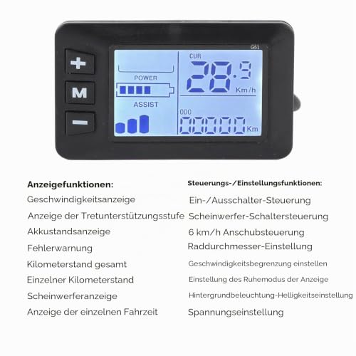 LCD Display Panel for Electric Bicycles and Electric Scooters - Speedometer with 5-Pin Connection for Bicycle Scooter Accessories