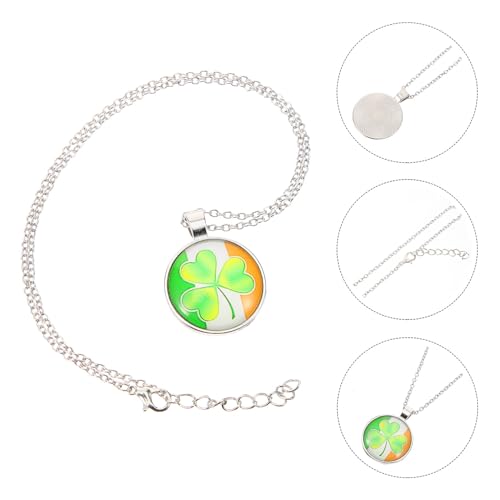 Ipetboom Four Leaf Clover Pendant Necklace for Women, St Patrick’s Day Irish Shamrock Jewelry, Crystal Glass Dainty Sweater Chain Necklace, Holiday Accessory for Teens and Adults