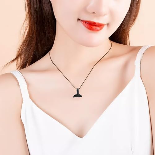 Whale Tail Cremation Jewelry for Ashes Pendant Mermaid Tail Memorial Urn Necklace Ashes Locket Keepsake Gift for Women Girl Black