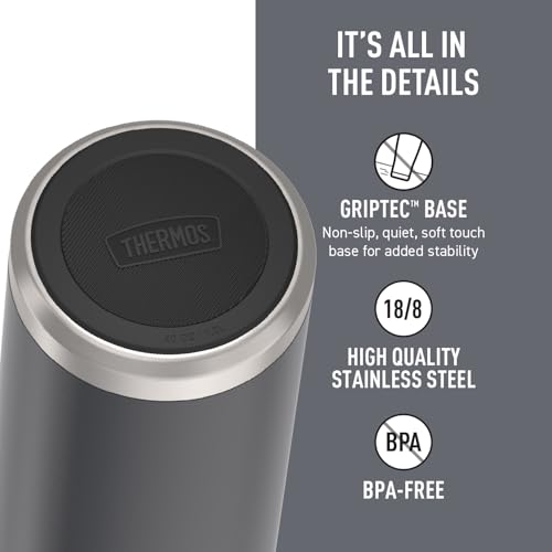 THERMOS ICON SERIES, Stainless Steel Dual Temperature Beverage Bottle, 40 oz, Granite 40 Ounces Graphite