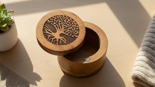 Handmade Acacia Wood Urn Keepsake Memorial Box for Human & Pet Ashes