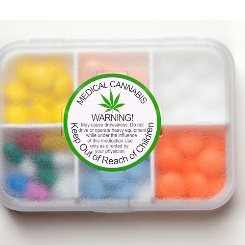 Hylabelest 38mm General Medical Cannabis Warning Labels Keep Out of Reach of Children Round Stickers