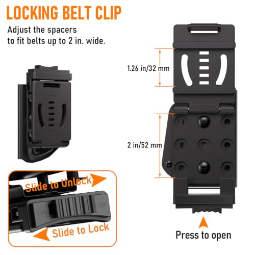 Black Kydex multitool sheath for Leatherman Wingman and Sidekick with two belt clips