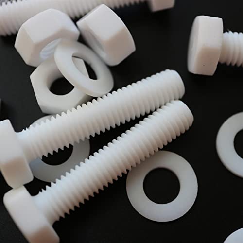 Caterpillar Red PTFE M8 x 40mm hex head bolts, plastic nuts and washers set