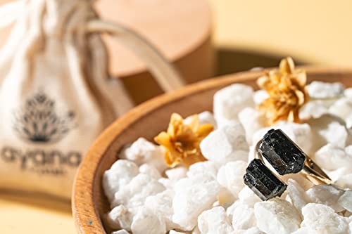 AYANA Adjustable Healing Crystal Ring | Handmade bypass ring for women with Gold-plated Copper | Statement Rings with Ethically Sourced Natural Healing Crystal Gemstone (Tourmaline)