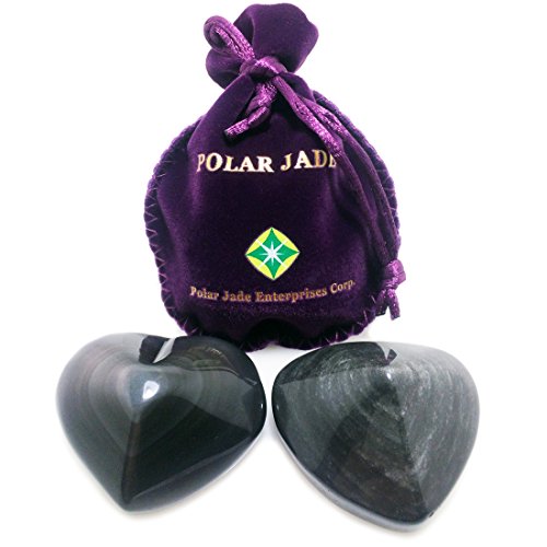 Polar Jade Crystal Hearts, Silver Sheen Obsidian, Rainbow Obsidian & Chakra