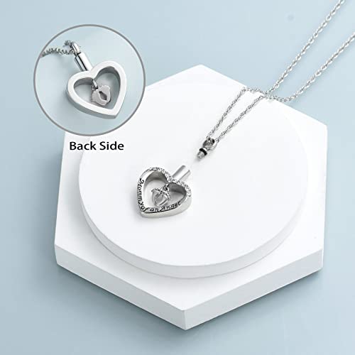 shajwo Cremation Jewelry Baby in Mom Arms Heart Urn Necklaces for Ashes Memorial Keepsake Necklace for Women Human Silver-Feet
