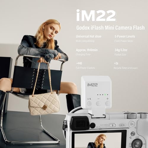 Godox iM22 Camera Flash Mini Flash 470mAh 440 Full-Power Flash White