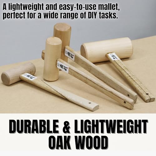 KAKURI Japanese wooden mallet hammer with extra-large 60mm round head for woodworking and chiseling