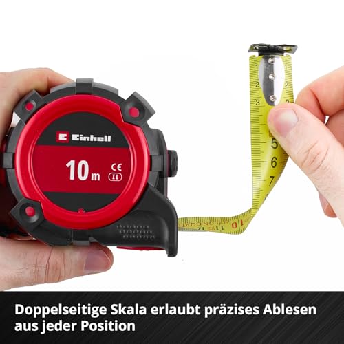 Einhell Tape Measure 10 m | Autolock | Nylon Coating | Magnetic End Hook | Double Sided Scale | Shockproof Housing