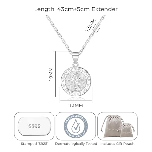 Philip Jones Sterling Silver St Christopher Necklace