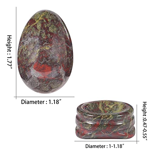mookaitedecor Dragon Blood Jasper Crystal Egg with Stone Stand