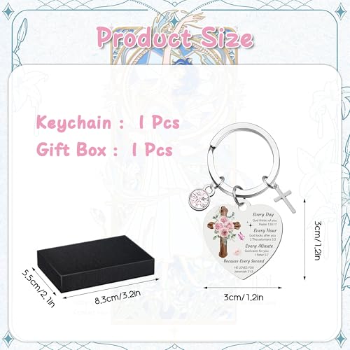 Christian Gifts Women Religious Keyring - 1 Pcs Inspirational Spiritual Baptism Gift with Bible Verse and Prayer, Pendant Cross Charm for Birthday Graduation Communion Christmas Thanksgiving
