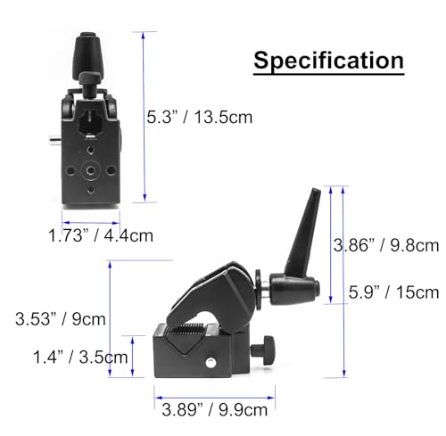 PHOCUS Super Clamp with Standard 5/8" Stud, Ratchet Handle
