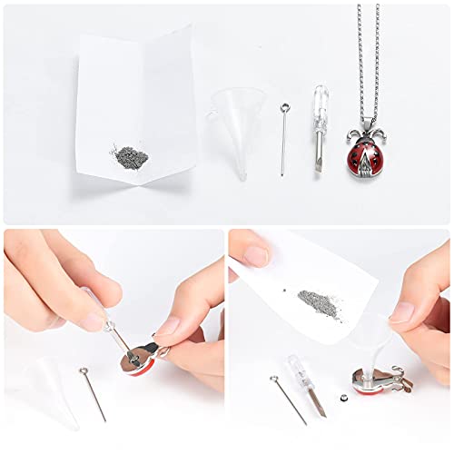 Yinplsmemory Cremation Jewelry Flying Ladybug Urn Necklace for Ashes for Women Stainless Steel Animal Shape Ashes Keepsake Urn Locket Memorial Jewelry Silver with Black