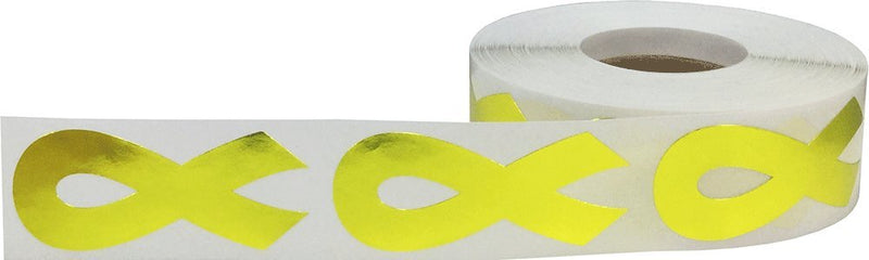 Metallic Gold Awareness Ribbon Stickers 2 Inch 500 Total Adhesive Labels Metallic Gold