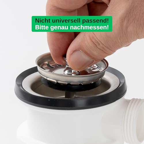 Sink Strainer Basket, 1 Pack, Diameter 52 mm Strainer Basket, Stainless Steel, Eccentric Spigot Protrudes 27-57 mm Deep into the Drain, Diameter 8 mm Pin, Replacement Part for Kitchen Sinks, Kitchen Drain Strainer Ø 52 mm, 27 - 57 mm Pin