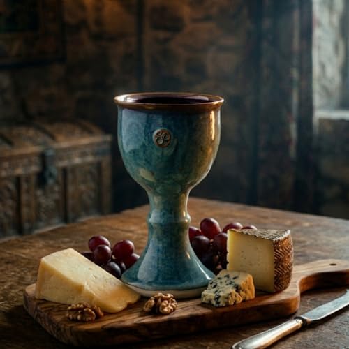 Castle Arch Pottery Irish Pottery Wine Goblet Hand-Thrown Hand-Glazed with Celtic Spiral Motif - Handcrafted In Ireland - Lead & Cadmium Free, Irish Gifts For Men & Women Green