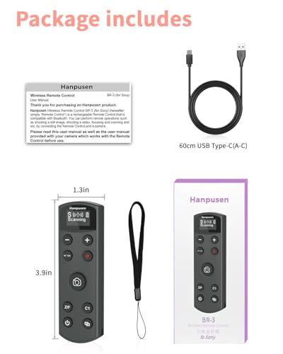 Hanpusen Wireless Rechargeable Camera Remote Control for Sony ZV-1F, ZV-E10 Update Black for Sony