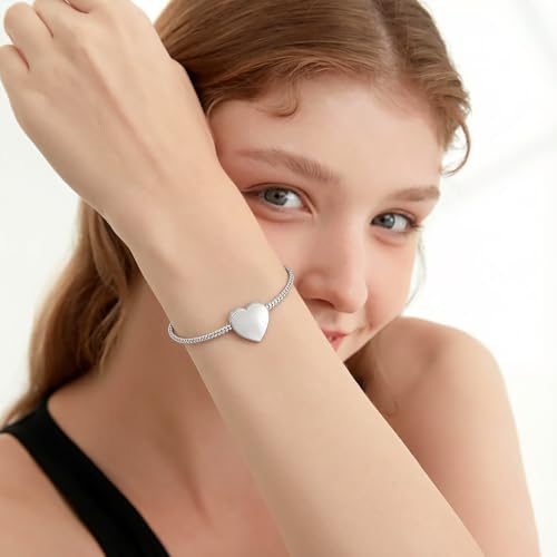 zeqingjw Heart Cremation Bracelet for Ashes Urn Jewelry for Women Stainless Steel Adjustable Memorial Bangle Loved Ones Funeral Keepsake Gift Silver