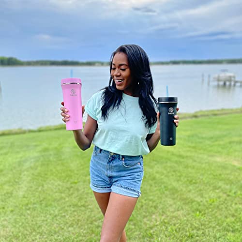 Takeya 32 oz Stainless Steel Insulated Tumbler with Straw Lid, Premium Quality, Sweatproof Pink Lavender 32 Ounces