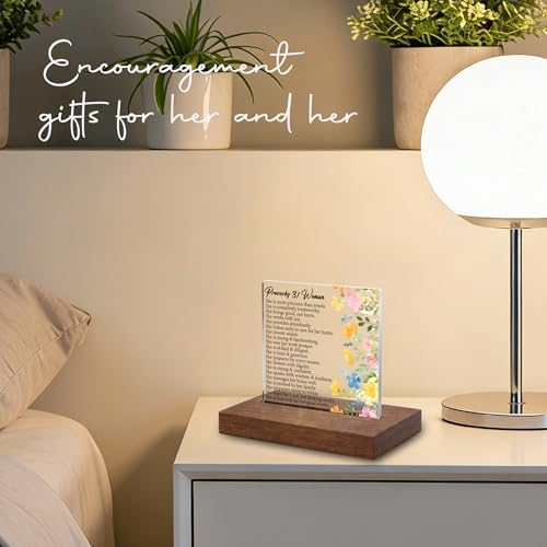Proverbs 31 Woman Desk Decor Sign Christian Gift for Women Bible Verse Desk Display Inspirational Scripture Appreciation Gift for Mom Friend Coworker Faith Based Office Decor Y2T11 Proverbs 31 Woman