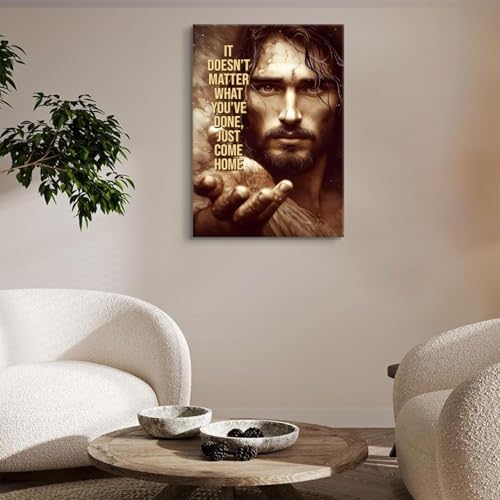 Jesus Christ Wall Art Modern inspiring spiritual Religious Canvas Jesus Painting Picture Wall Decor Motivational Bible Poster Print for Bedroom Church Living Room Home Decoration(16X24 in Canvas) Jesus03 16"L x 24"W
