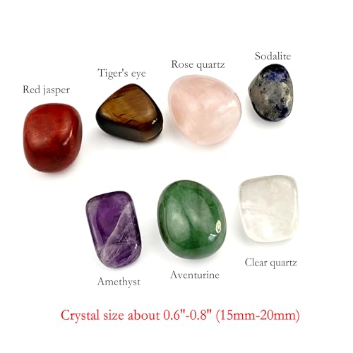 Tumbled 7 Chakra Set Natural Polished Stones Reiki Healing Crystal,Gift for Meditation Energy Balancing Spiritual Wellness Irregular Tumbled