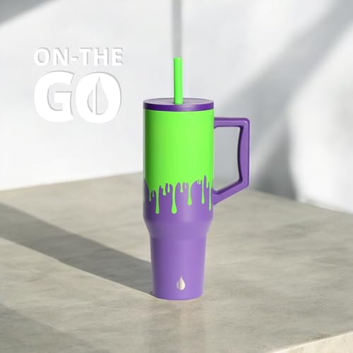 Elemental Spill Proof 40oz Insulated Tumbler with Handle & Straw Travel Mug 40 Ounces Poison Drip