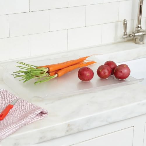 Better Houseware Acrylic Cutting Board with Counter Lip & Side Wings - 14.5” x 19” - Non-Slip Rubber Feet, BPA-Free, Scratch Resistant, Lightweight, Pebble Acrylic Finish, Kitchen Counter Protector