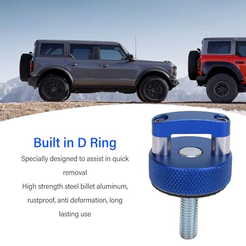 Jiawu blue billet aluminum thumb screws with integrated D rings for 2021-onward Ford Bronco hard tops, 8-piece set