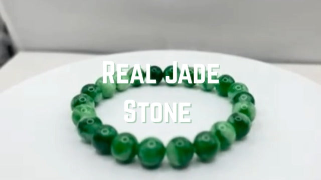 Jade Bracelet for Women & Men - Natural Green Jade Bracelet with 8mm Round Beads, Handmade Adjustable Healing Crystal Jewelry for Spiritual Balance, Luck, Wealth & Protection, Gift for Christmas