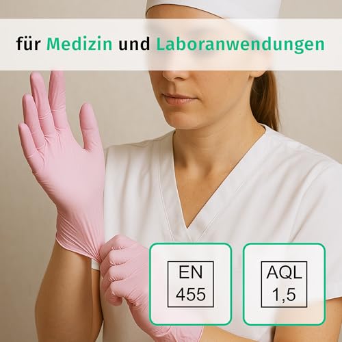 SF Nitrile Gloves M Pink - Pack of 100 Disposable Gloves, Latex-Free | Powder-free disposable gloves for tattoos, workshops, kitchens, cleaning and household use; versatile for commercial and everyday use