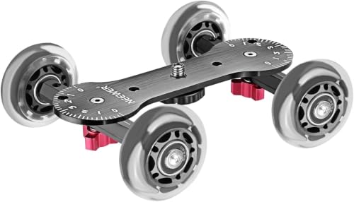 Neewer Scaled Camera Table Dolly Slider with 22 pounds/10 kilograms Load Capacity Skater Design Aluminum Rods Rotatable Rubber Wheels 1/4-inch 3/8-inch Screw Threads for DSLRs Video Camcorders (Black)