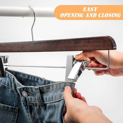 DoubleFill 2 Pcs Kilt Hanger 20 Inches Wooden Duty Skirt Hangers with 4 Clips for Closet (Nut Brown) Nut Brown