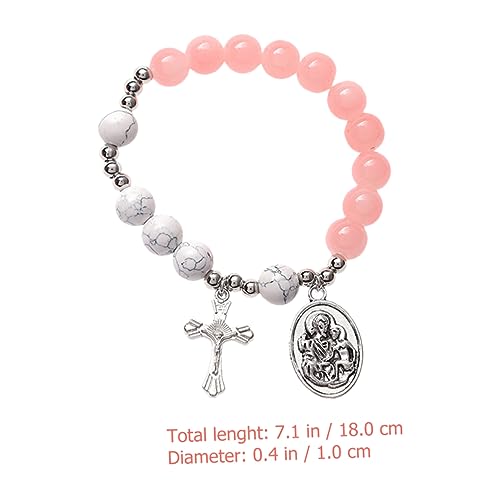 CALLARON Cross Beaded Bracelet Delicate Cross Design Elastic Rosary Jewelry for Women for Daily Wear and Special Occasions Comfortable and Lightweight Accessory