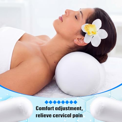 Geelin 2 Pcs Microbead Roll Pillow Bolster Neck Back Support,White White