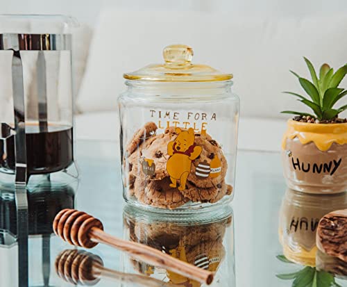 Winnie The Pooh Disney Time For A Little Smackerel Glass Snack Jar Container With Lid | Kitchen Food Storage For Snacks, Candy | 6 Inches Tall