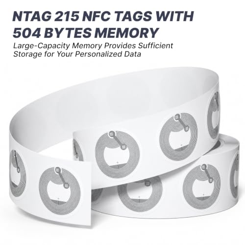 Pack of 50 NTAG215 NFC Tag Stickers Transparent - RFID Sticker 25 mm NFC Chip Compatible with iPhone Shortcuts iOS App HomeKit & Android Smartphone Apps | NFC215 Rewritable