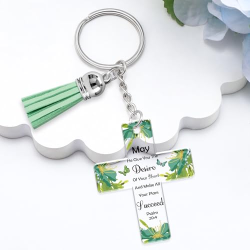 Christian Keychain Gift Inspirational Religious Acrylic Keyring Spiritual Religious Gifts for Women Girl Daughter Sisters Friend Mum Bible Verse Keyring Baptism Easter Faith Christmas Birthday Gifts