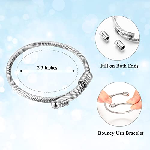 Abooxiu Stainless Steel Ash Bracelet for Men & Women - Memorial Ashes Holder, Filling at Both Ends Silver