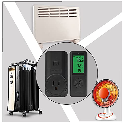 [Australia - AusPower] - DIGITEN Wireless Thermostat Plug-in Temperature Controller Outlet Remote Control Built in Temp Sensor Thermometer Heating Cooling Mode for Fan Heater Greenhouse Home Brew Reptile, Black 