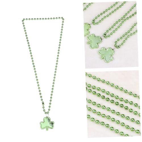 Abaodam 3pcs Lucky Leaf Necklace Beautiful Fashionable Necklace Bead Pendant for Festival St Patrick's Day Parade Green Beads and Four Leaf Leaflet Design