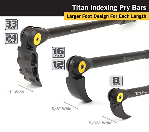 Titan 17808 8-inch indexable pry bar with adjustable head and durable metal construction