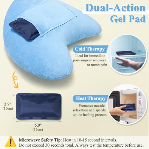 AOSSA Shoulder Surgery Pillow for Sleeping Rotator Cuff Neck and Shoulder Pain Relief Side Sleeper Pillow Bed Wedge for Arm Surgery Pillow Armpit Shoulder Abduction Wedge Surgery Recovery Supplies Blue